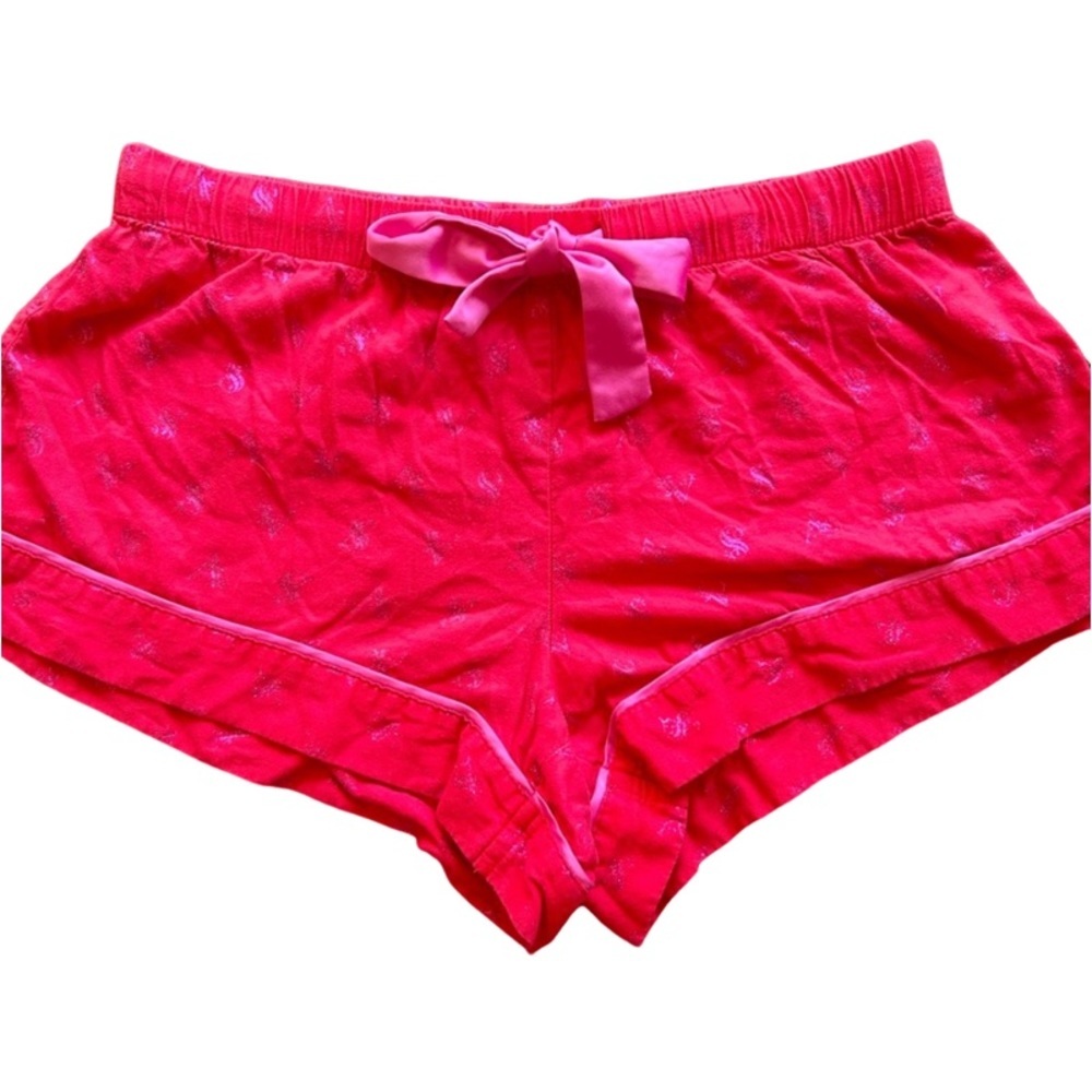 Victoria’s Secret red heart printed pj shorts with bow drawstring